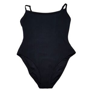AERIE NWT Black Ribbed Scoop Back One Piece Full Coverage Swimsuit Sz XL